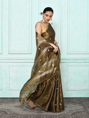 Black Tissue Linen Saree