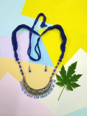 Blue Oxidized Necklace Set