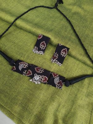 Indigo Fabric Necklace Set
