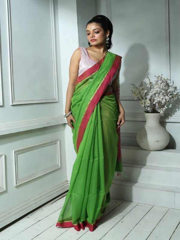 green sequins sari