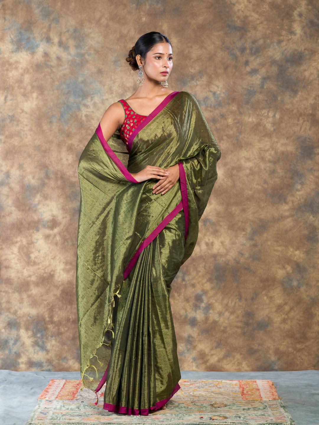 Kanmanie Fancy Linen Printed Saree with Blouse - The Chennai Silks Online  Shopping.