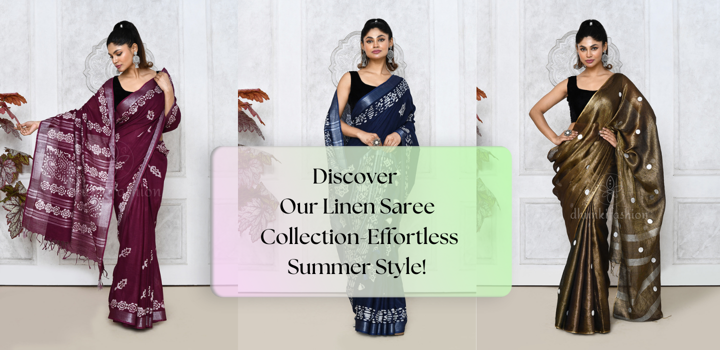 dhunki fashion linen sarees
