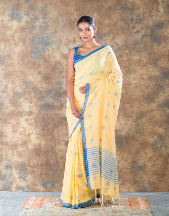 light yellow handloom cotton saree